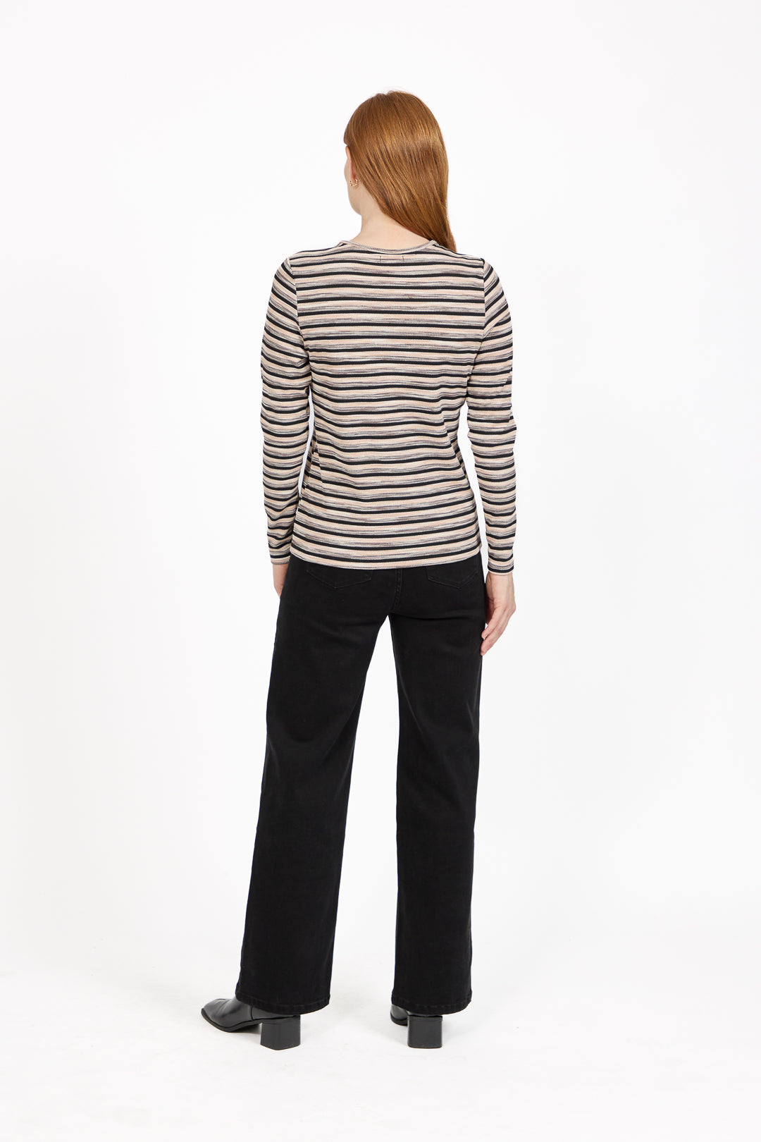Space Dye Ribbed Jersey Button-Up Top