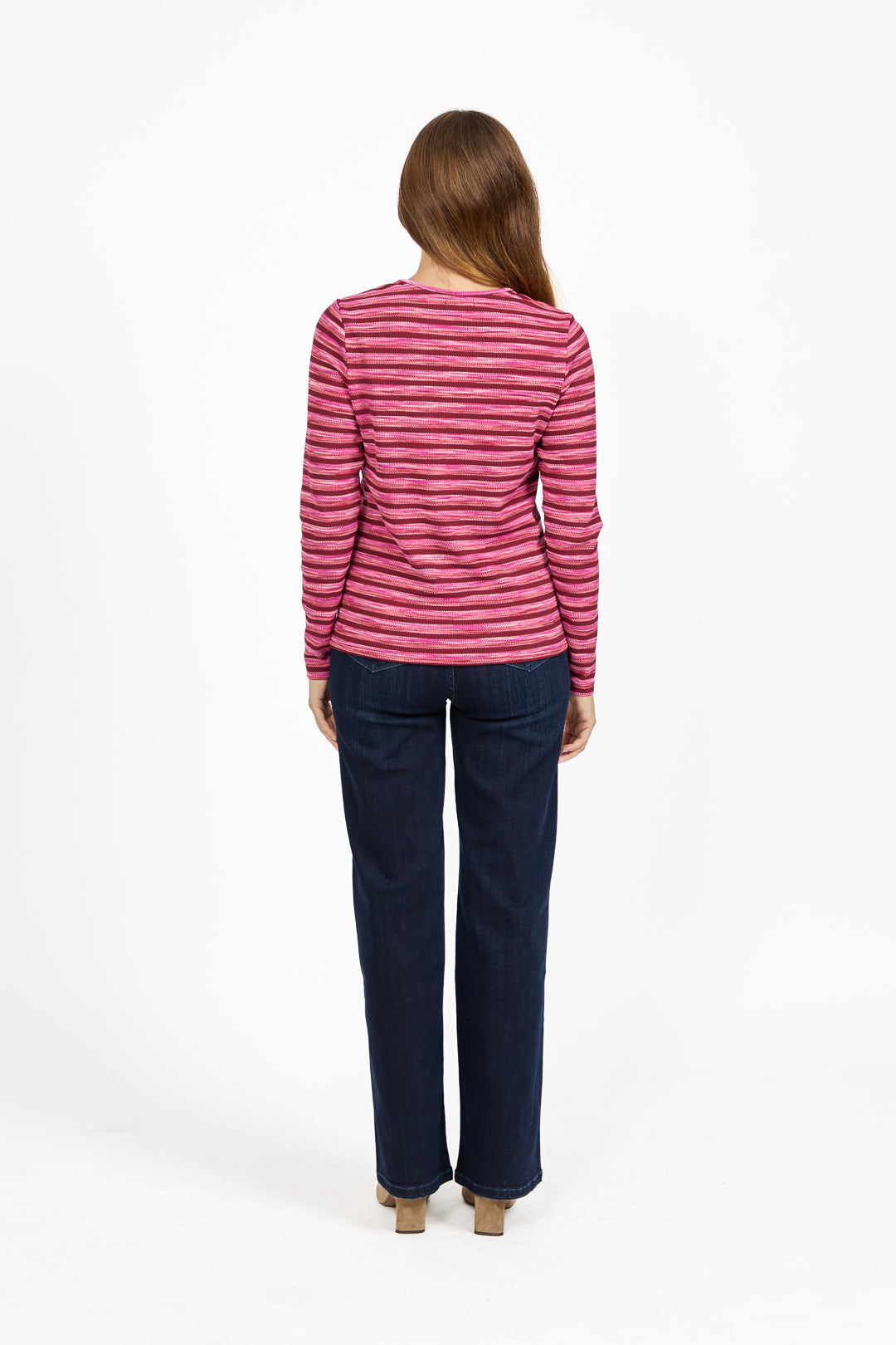 Space Dye Ribbed Jersey Button-Up Top