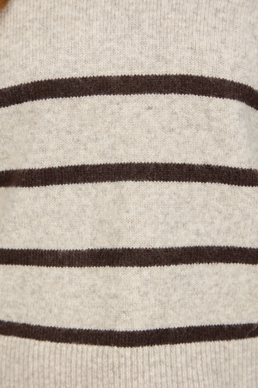 Crochet Trim Collared Stripe Knit Jumper