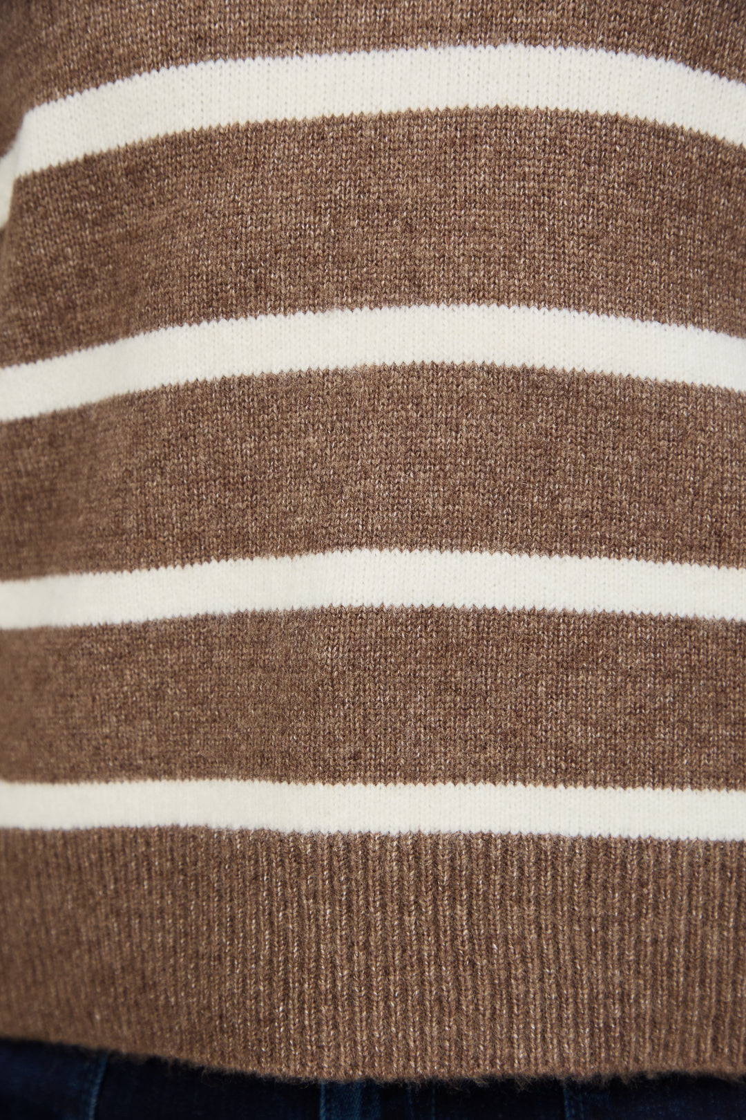 Crochet Trim Collared Stripe Knit Jumper