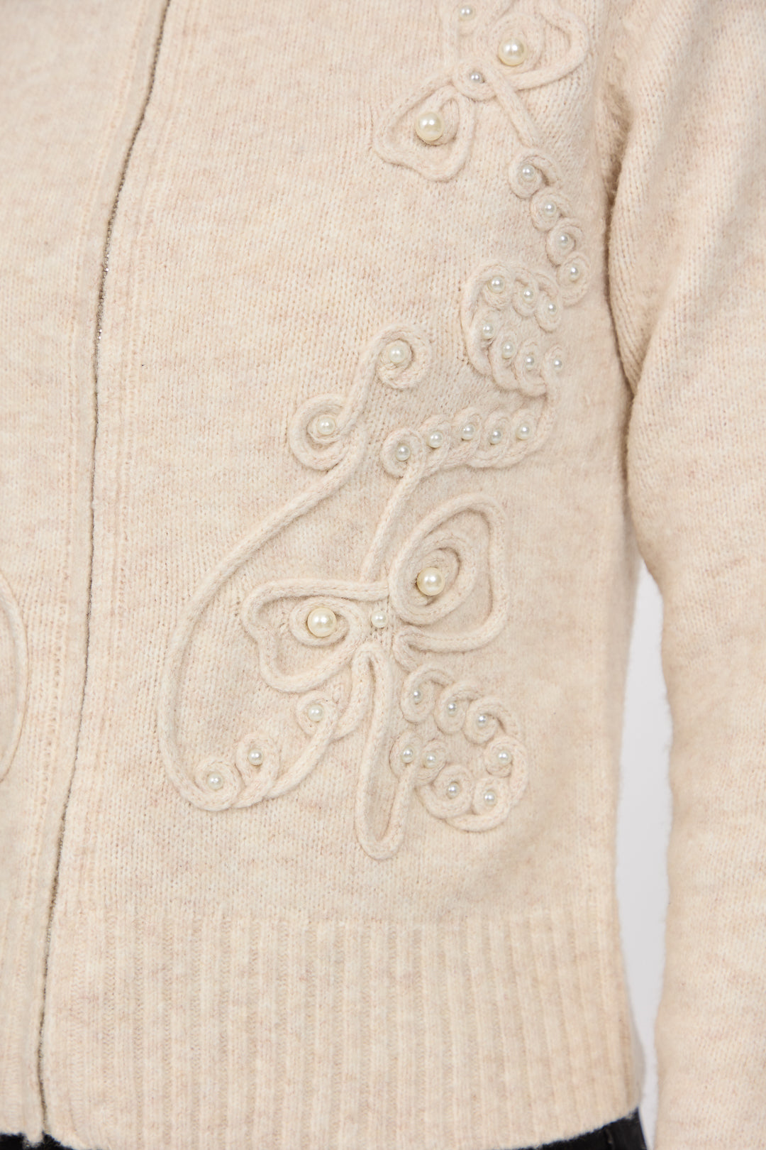 Cornelli Embellished Zip-Up Knit Cardigan