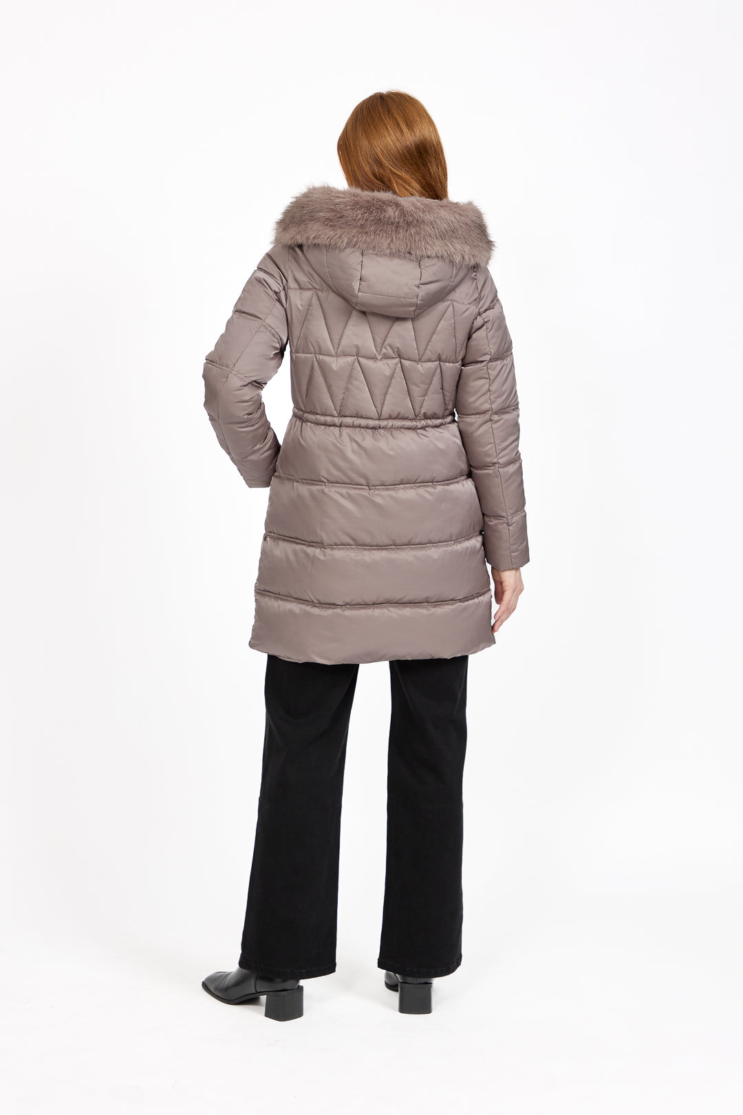Diamond Quilted Jacket with Detachable Fur Hood