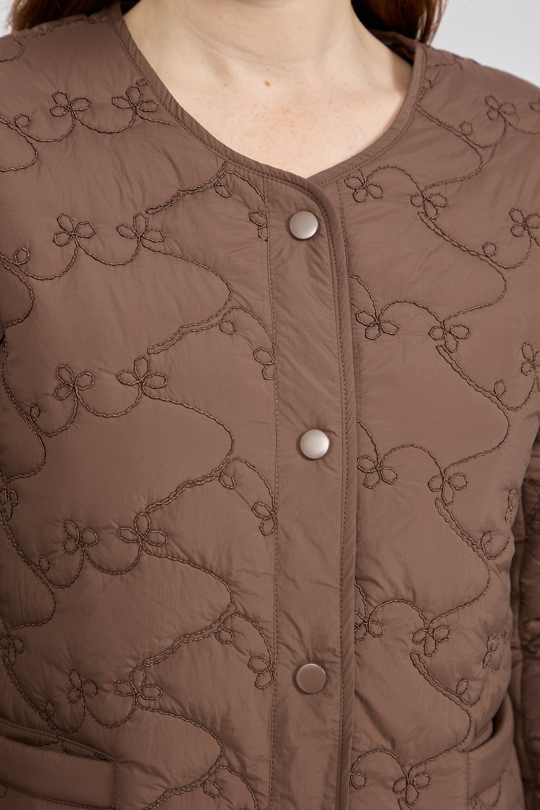 Embroidered Quilted Boxy Jacket