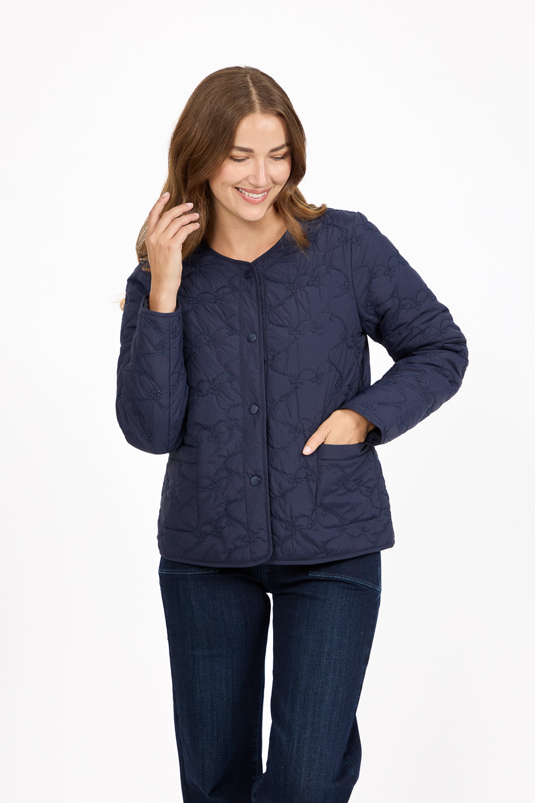 Embroidered Quilted Boxy Jacket