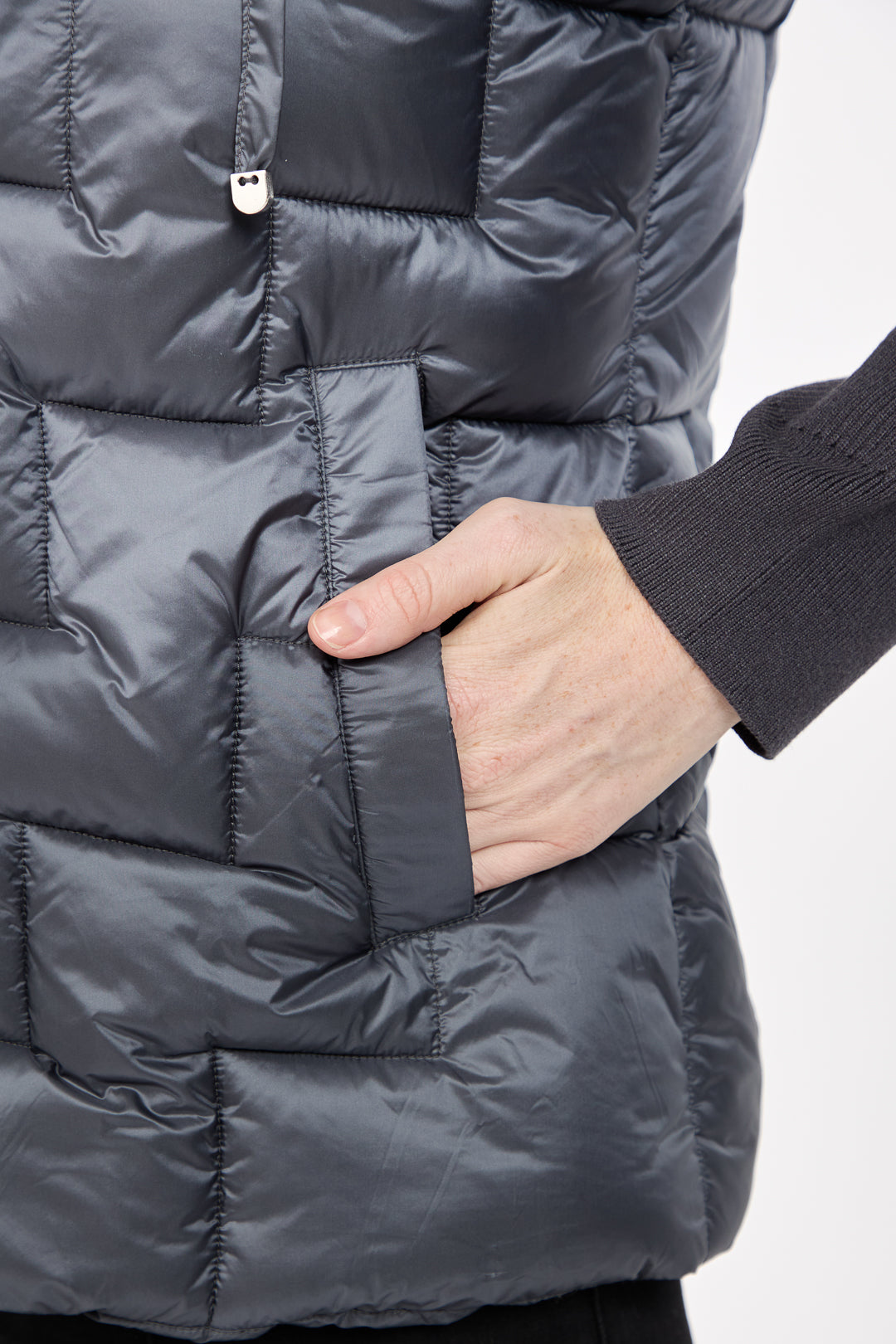 Padded Hooded Jacket with Ribbed Sleeves