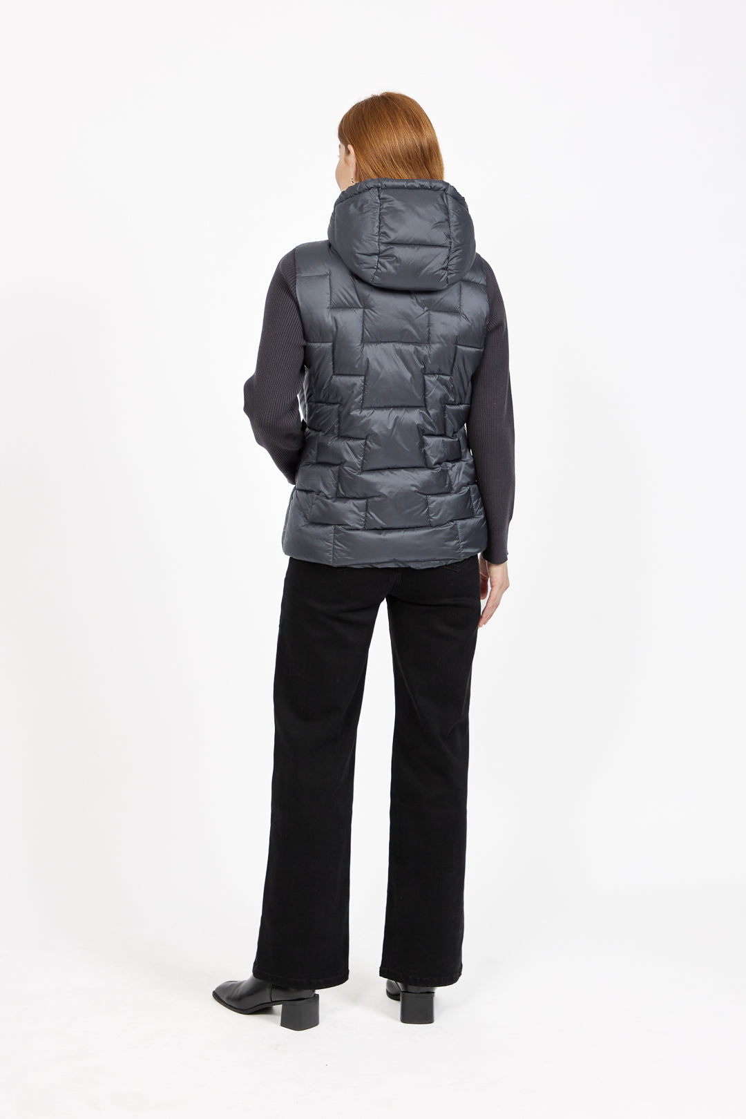 Padded Hooded Jacket with Ribbed Sleeves