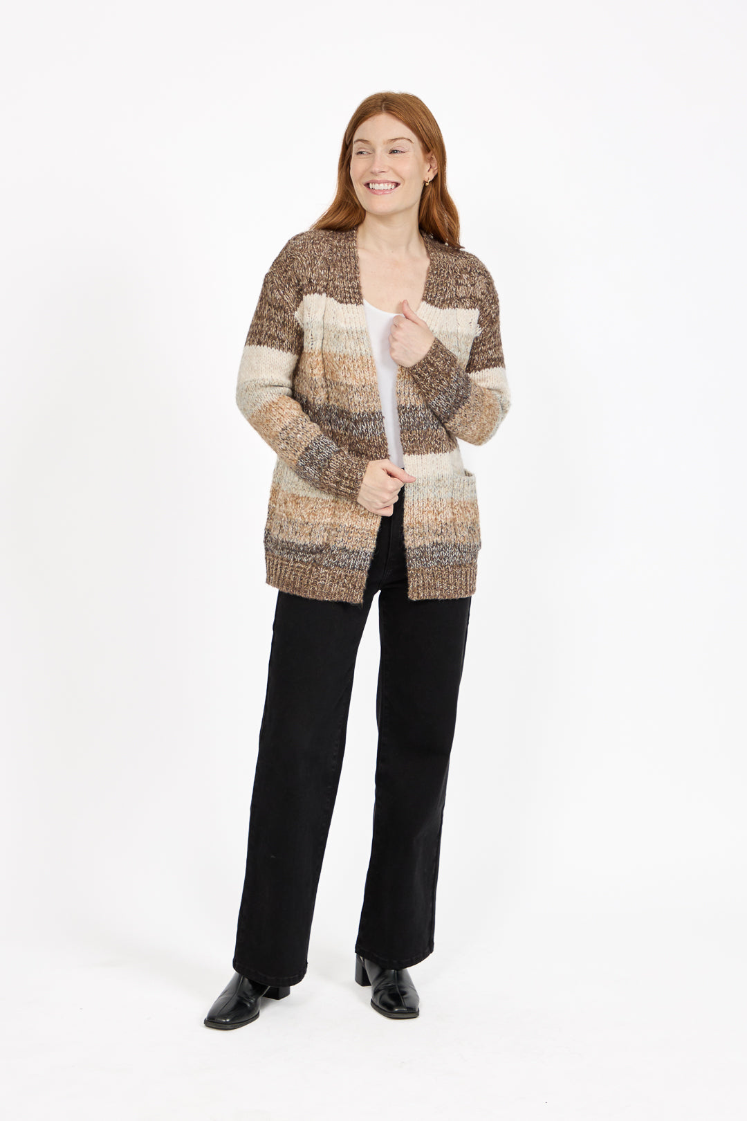 Cable-Knit Stripe Cardigan