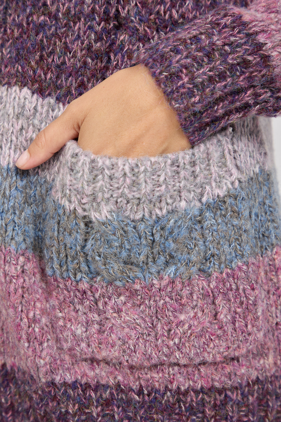 Cable-Knit Stripe Cardigan