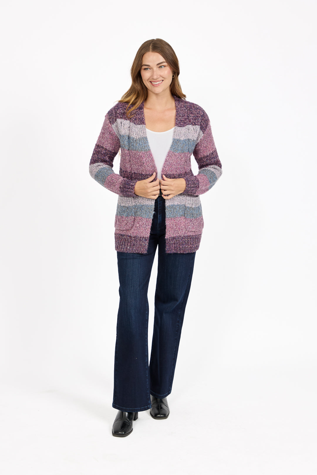 Cable-Knit Stripe Cardigan
