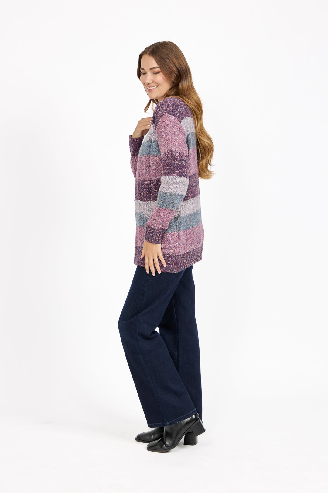 Cable-Knit Stripe Cardigan