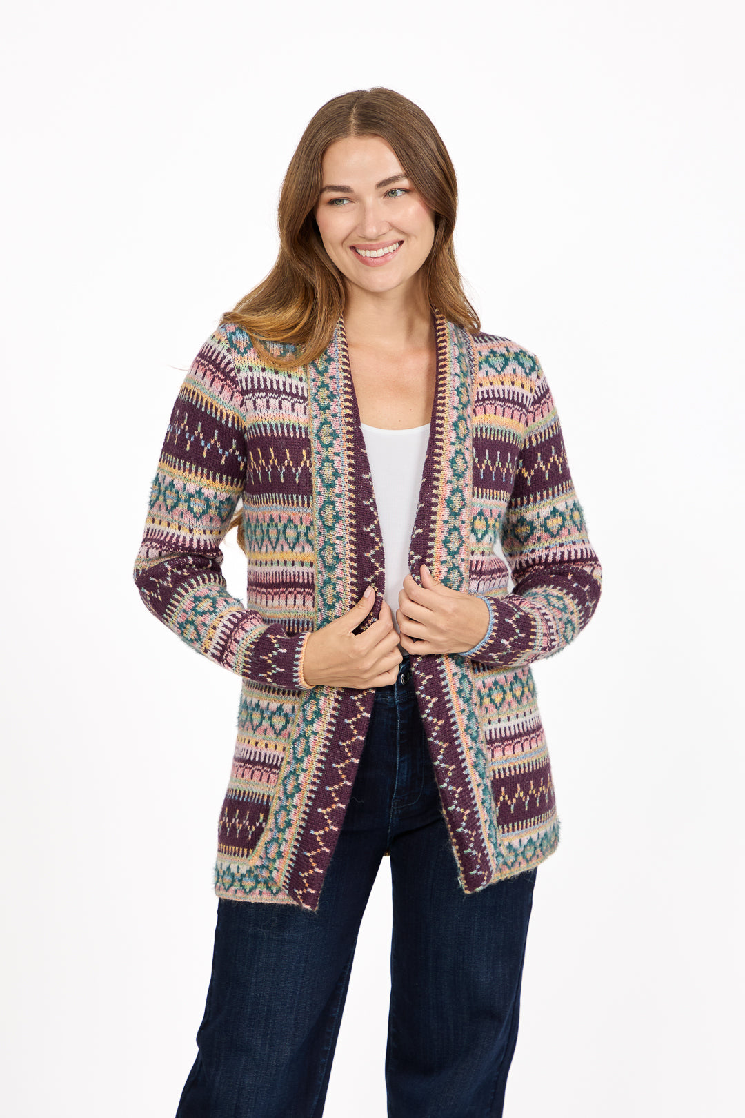 Fair Isle Longline Knit Cardigan