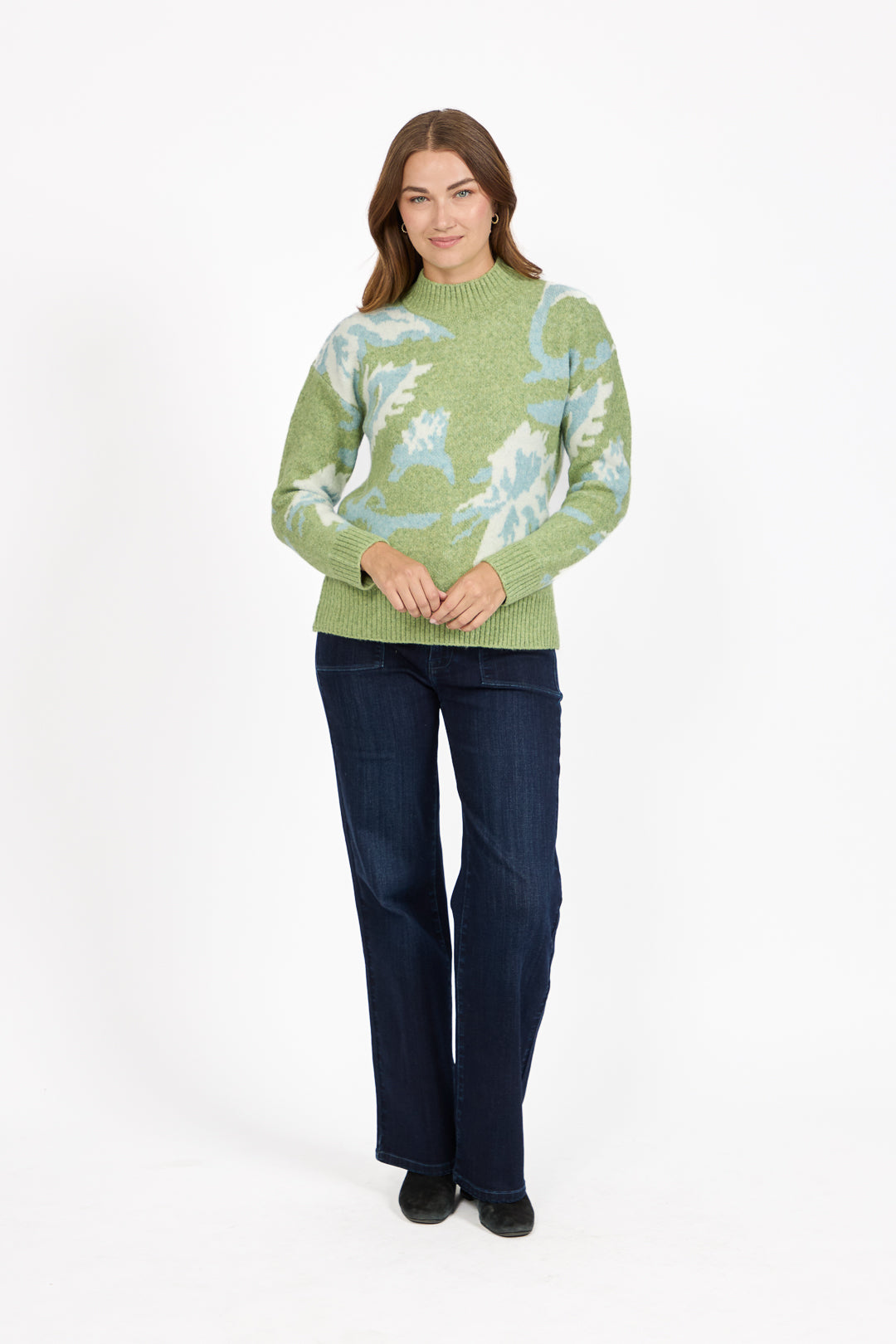 Floral Jacquard Crew Neck Knit Jumper