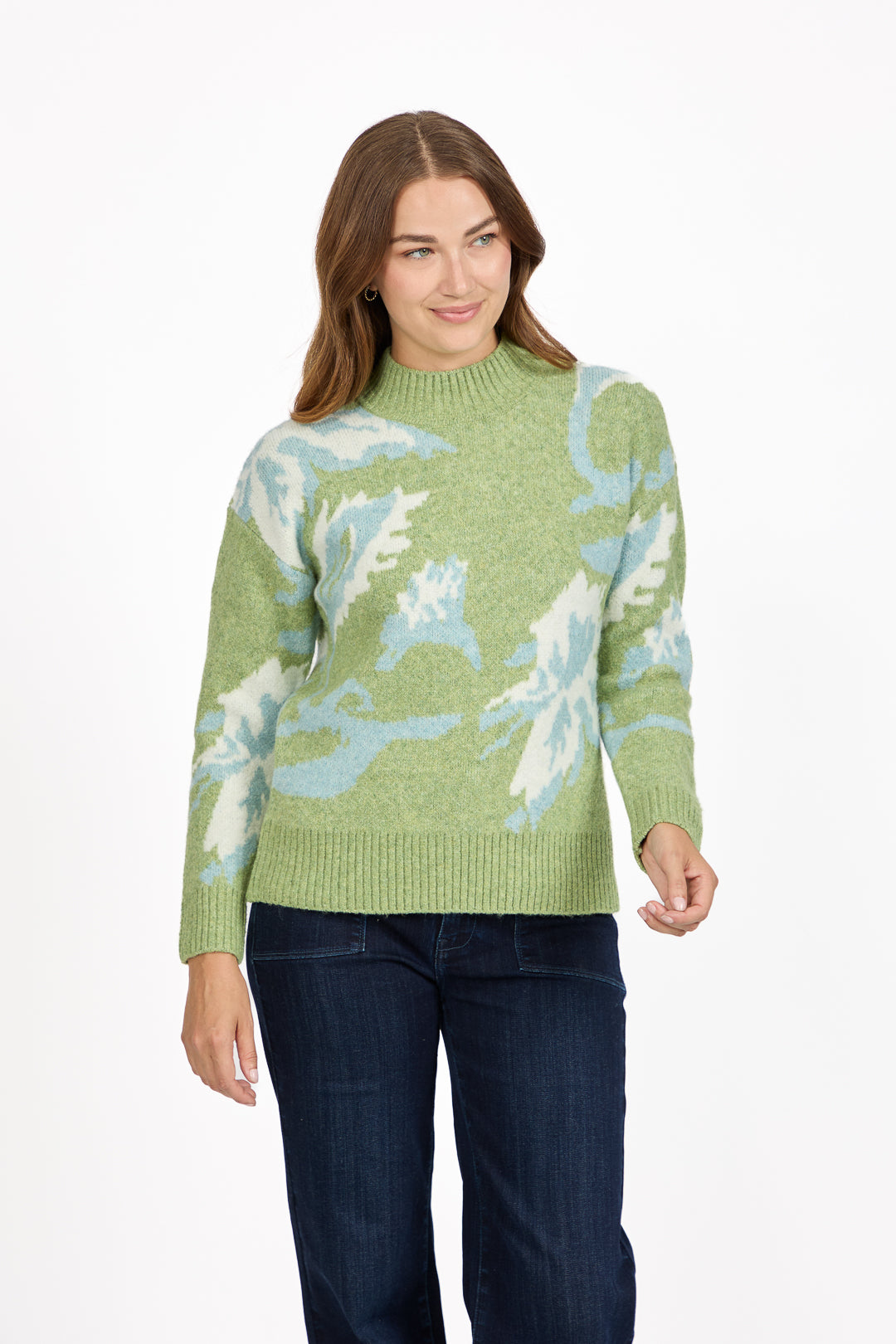 Floral Jacquard Crew Neck Knit Jumper