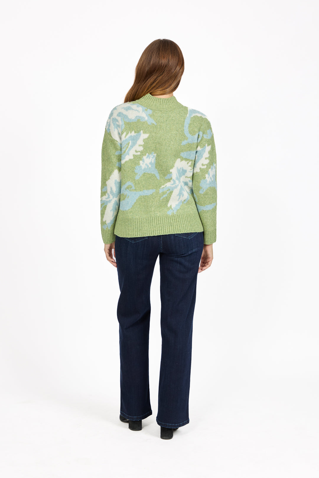 Floral Jacquard Crew Neck Knit Jumper