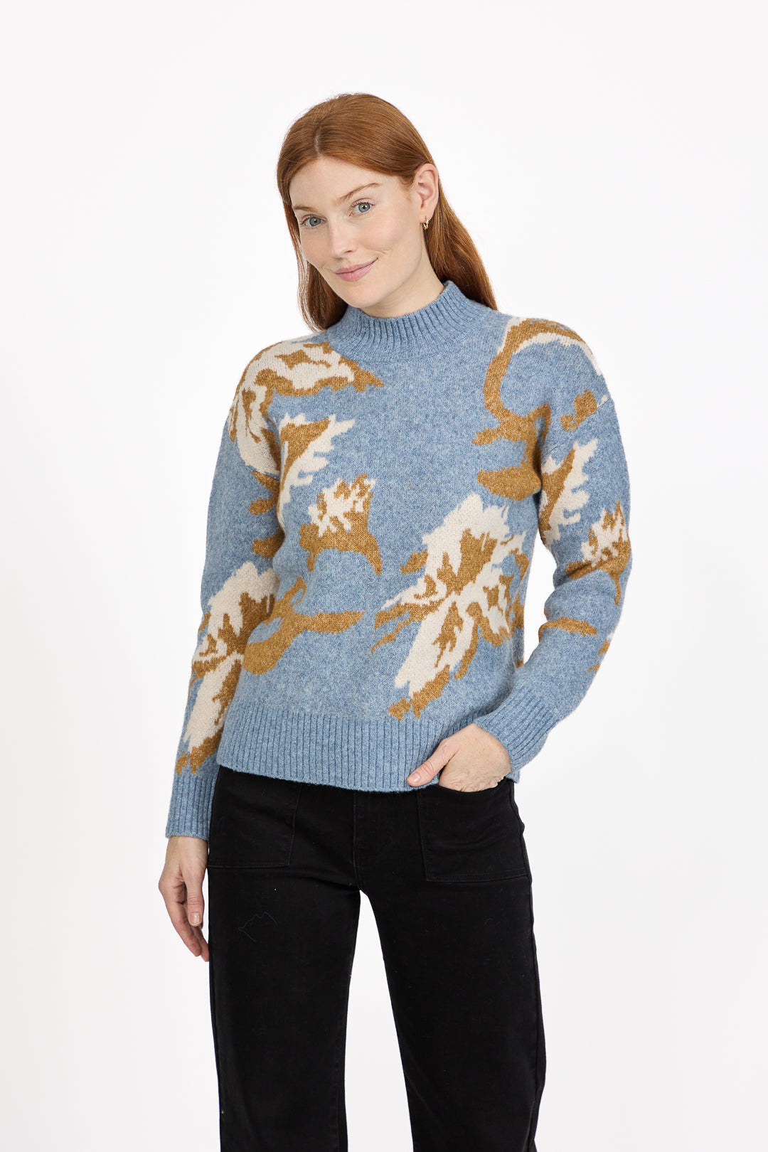 Floral Jacquard Crew Neck Knit Jumper