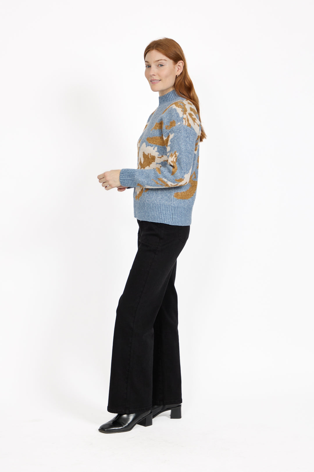 Floral Jacquard Crew Neck Knit Jumper