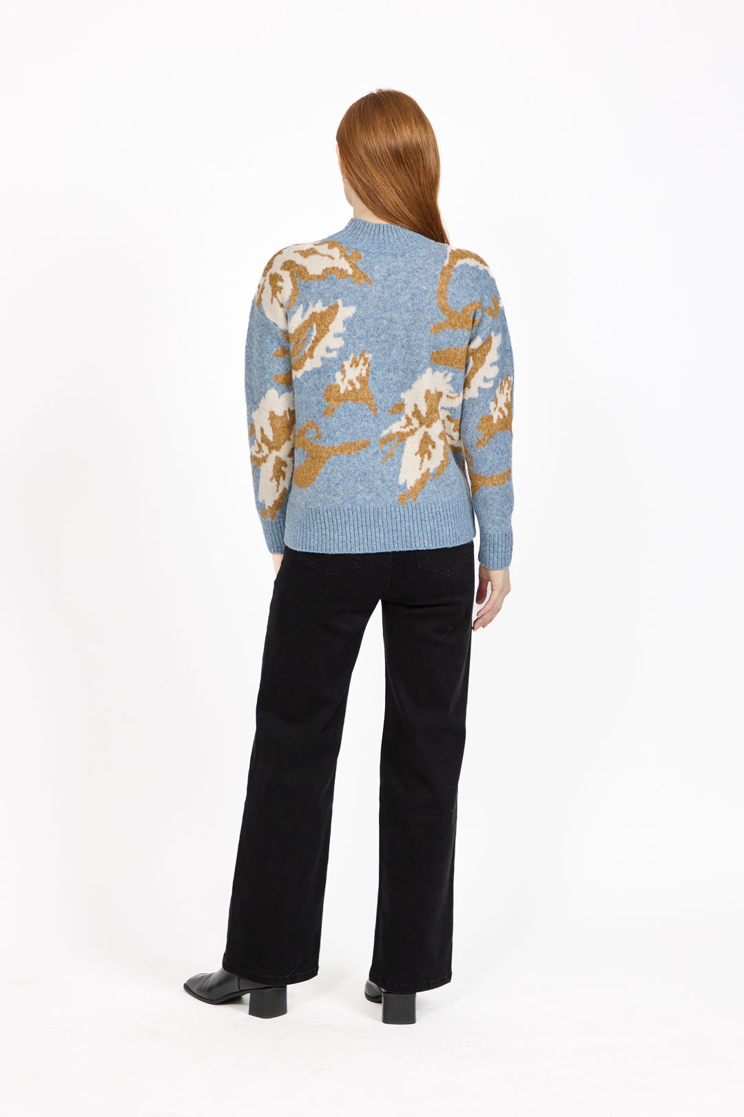 Floral Jacquard Crew Neck Knit Jumper