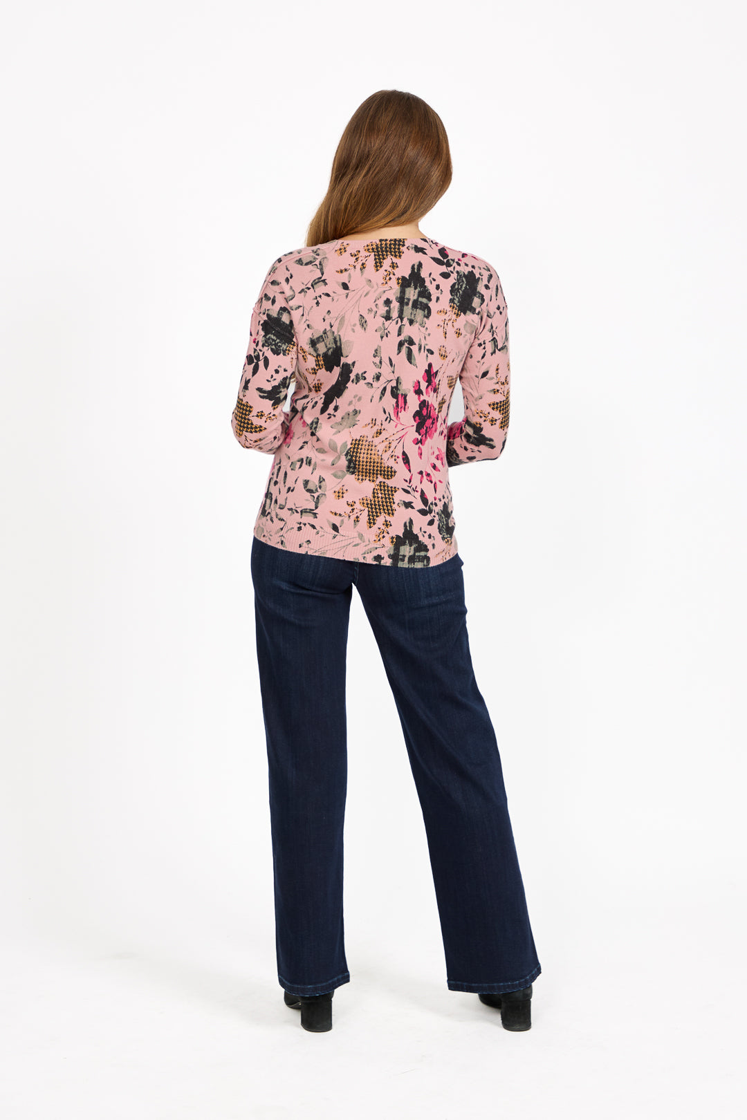 Floral Print V-Neck Lightweight Knit Jumper