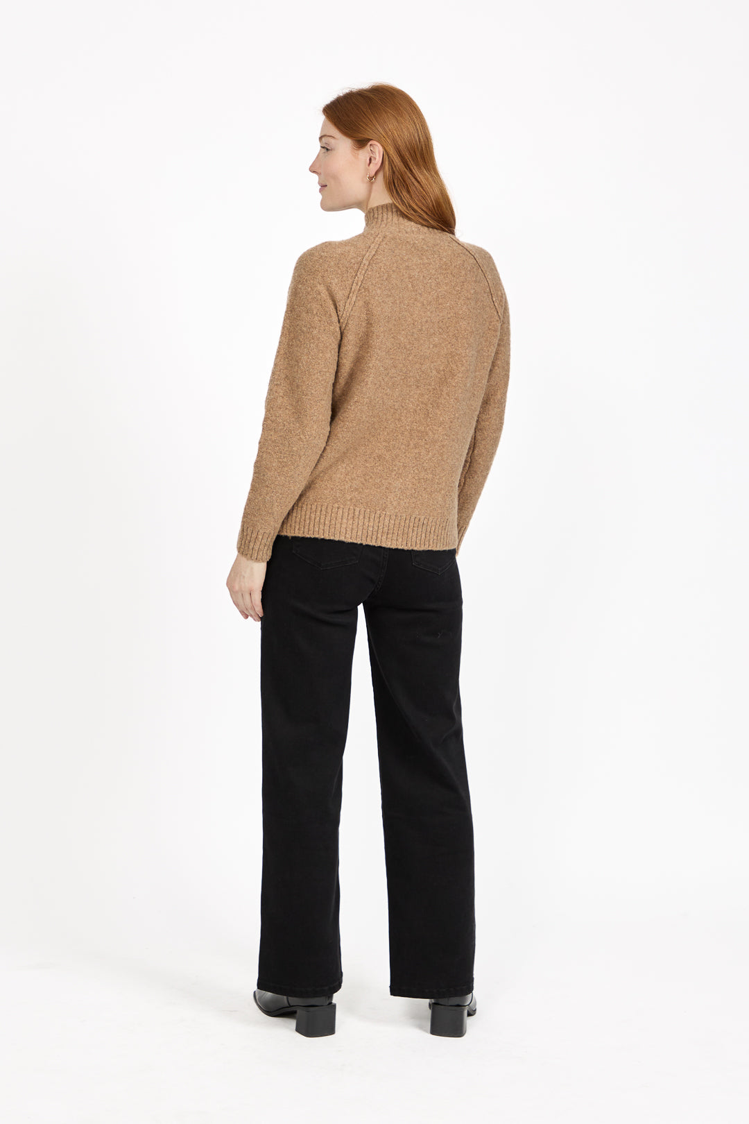 Button Tab Collar Zip-Up Knit Cardigan with Pockets