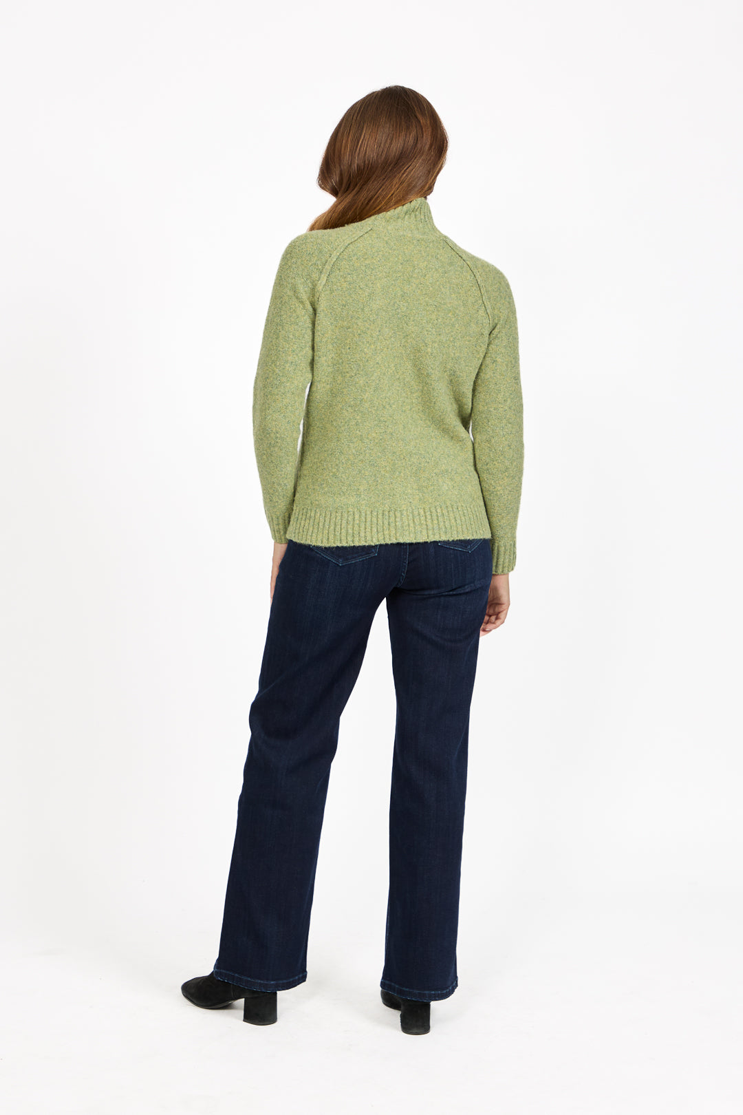 Button Tab Collar Zip-Up Knit Cardigan with Pockets