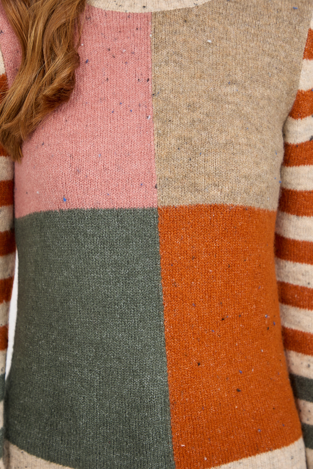 Colour Block Stripe Speckled Knit Jumper