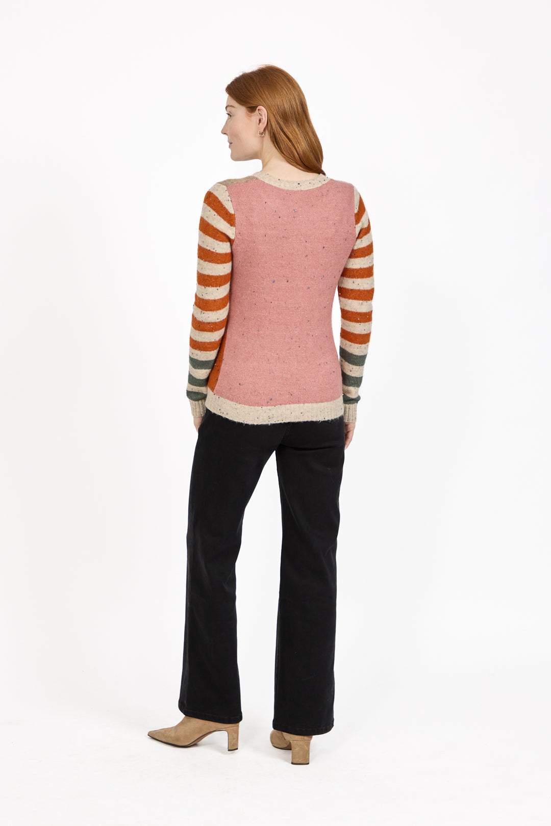 Colour Block Stripe Speckled Knit Jumper