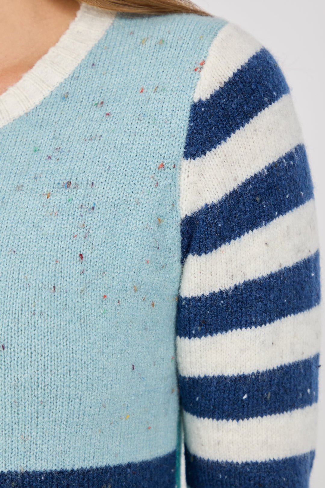 Colour Block Stripe Speckled Knit Jumper