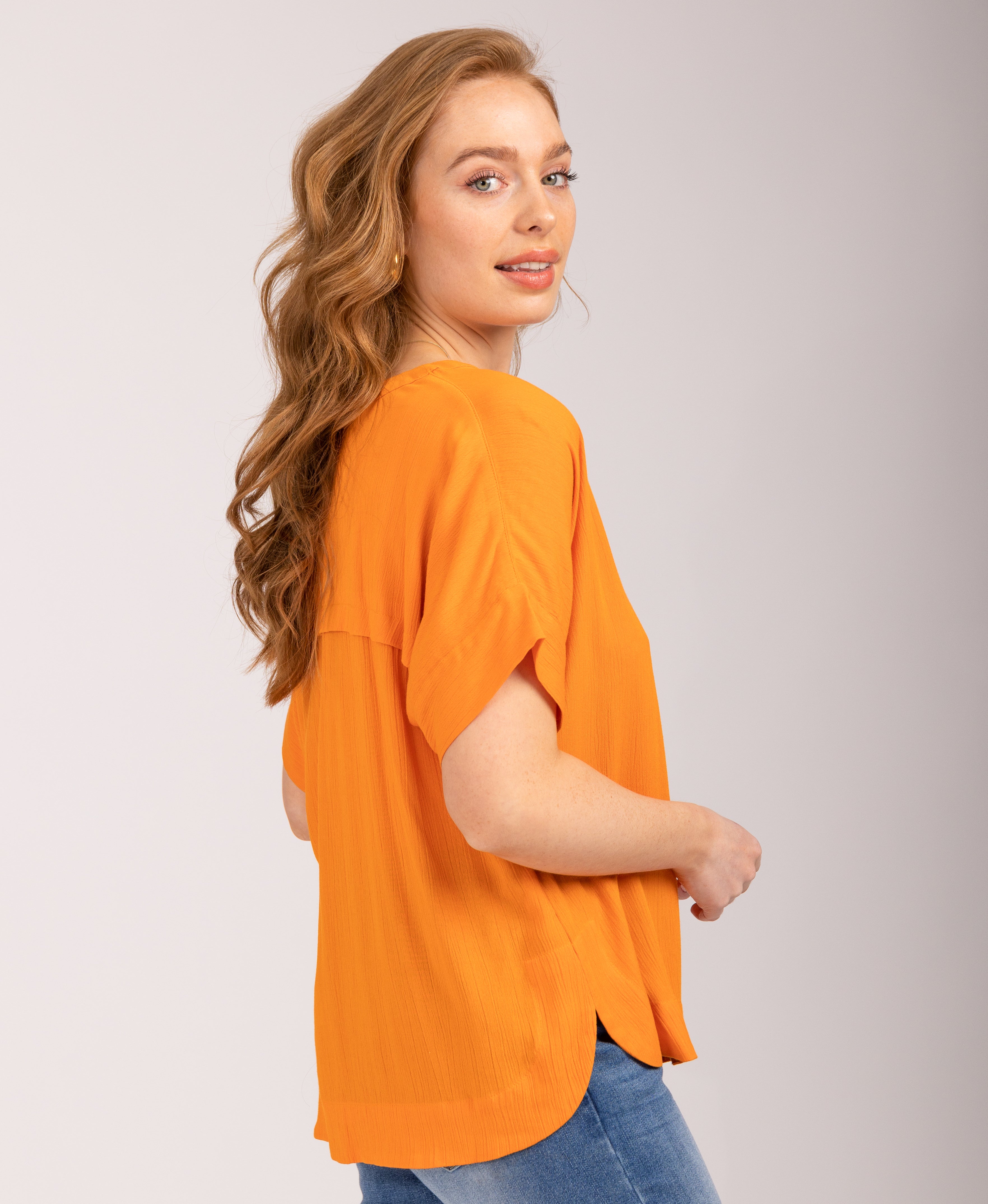 V-Neck Button Blouse