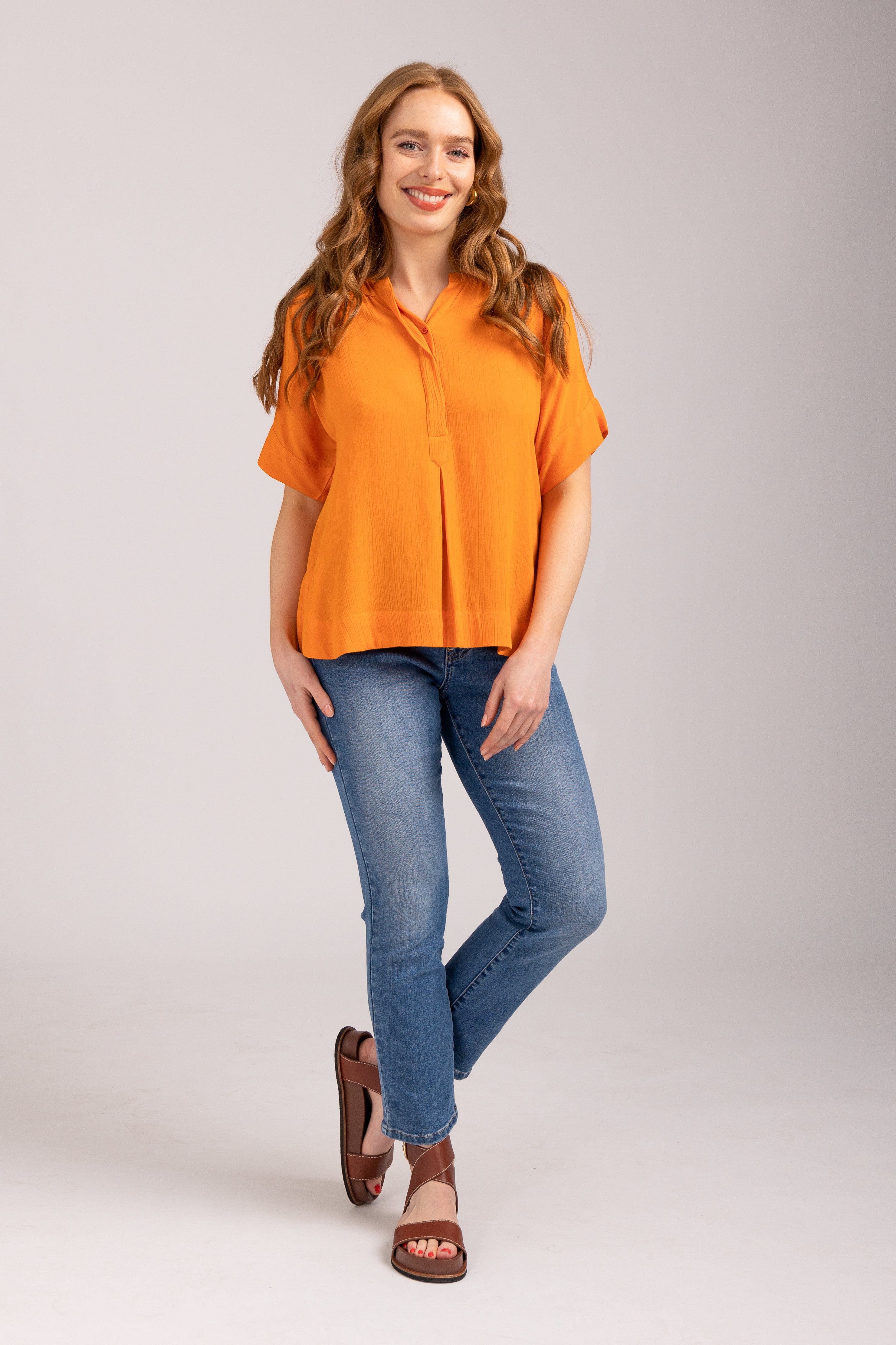 V-Neck Button Blouse