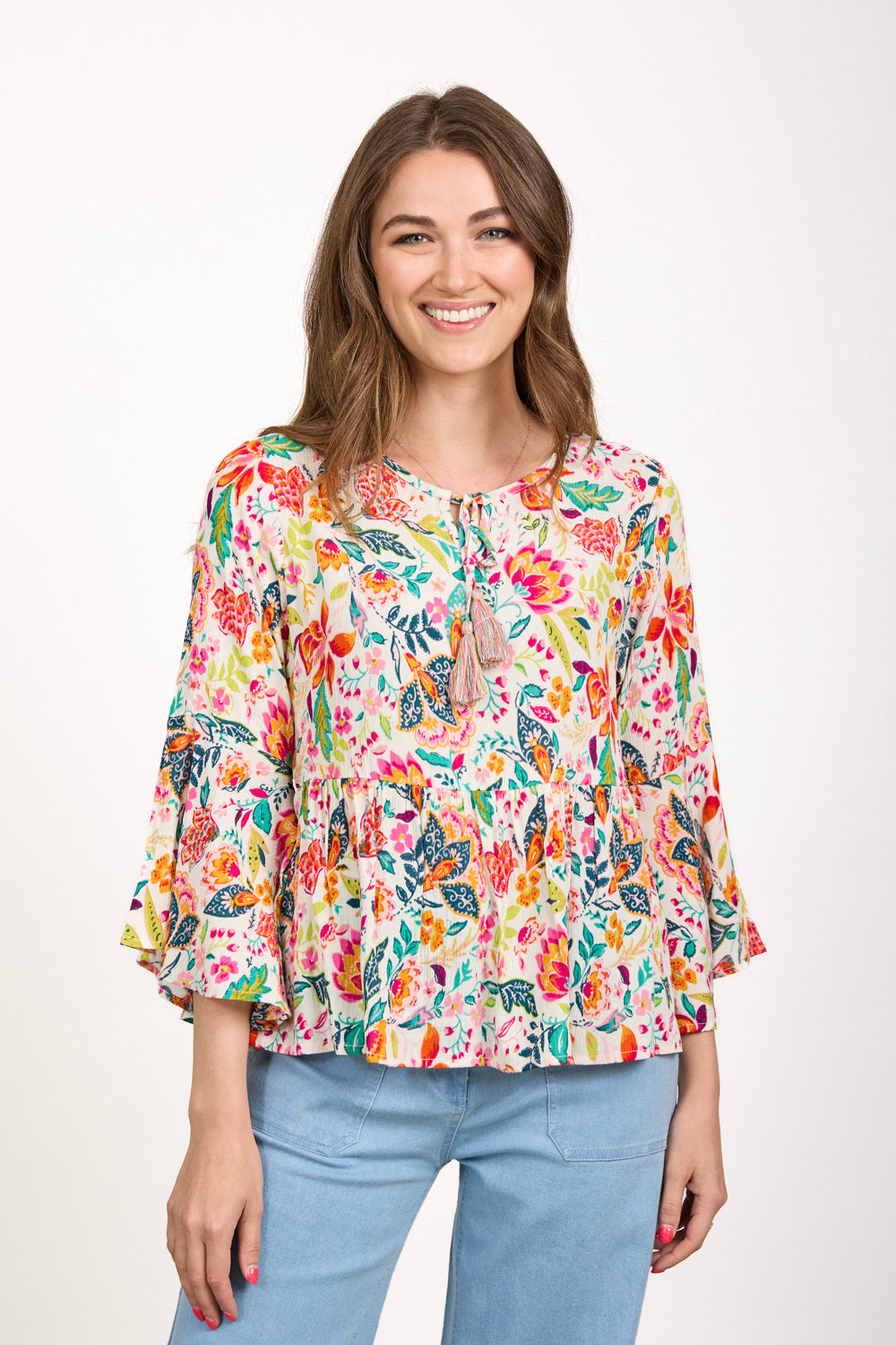 Tassel Tie Printed Top