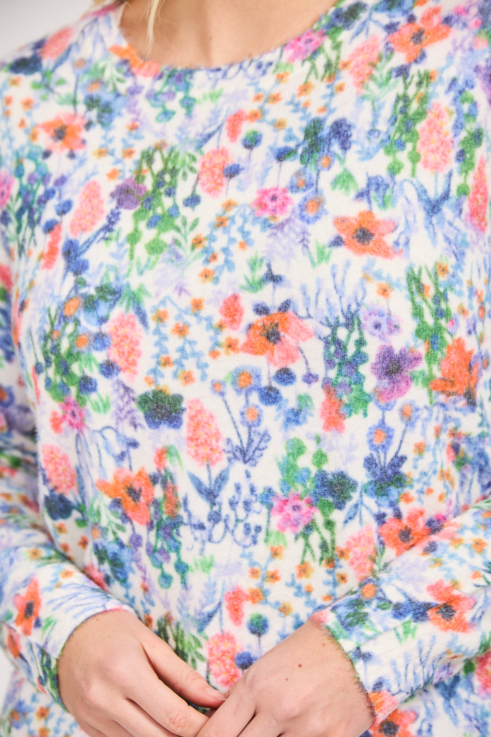 Floral Print Fluffy Jumper