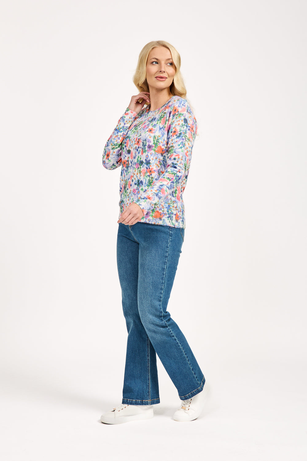 Floral Print Fluffy Jumper