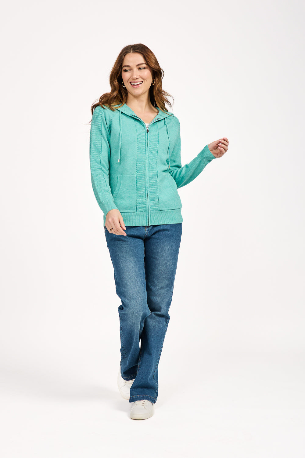 Cable-Knit Zip Up Cardigan