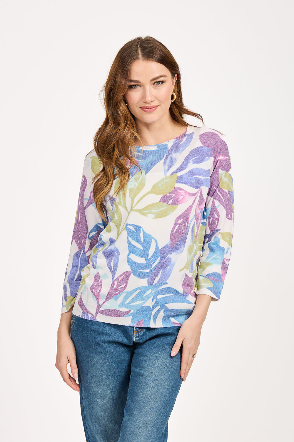 Leaf Print Light Knit Jumper