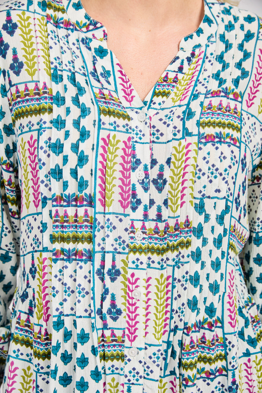 Pintuck Printed Shirt