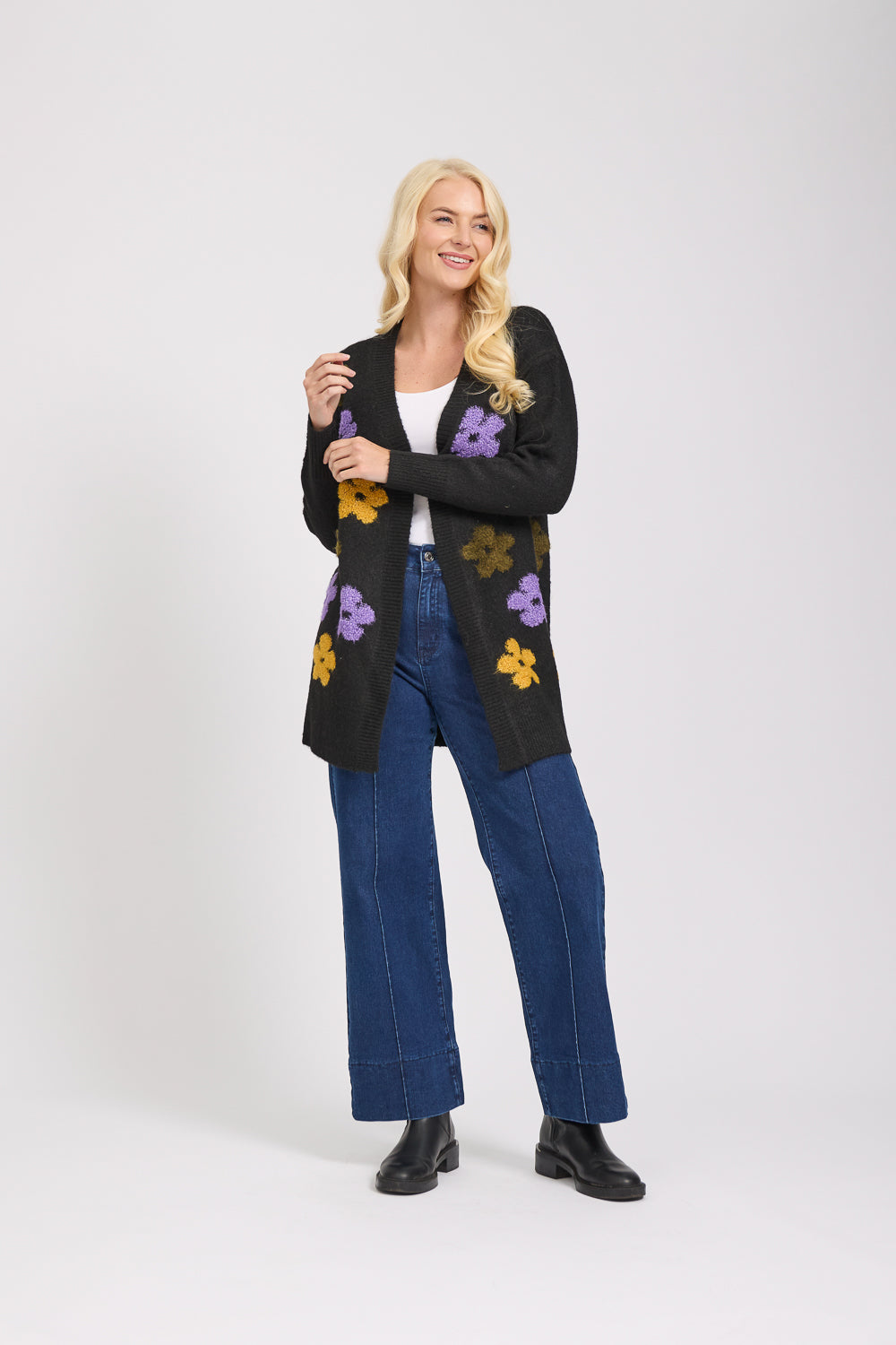 Large Flower Knit Cardigan