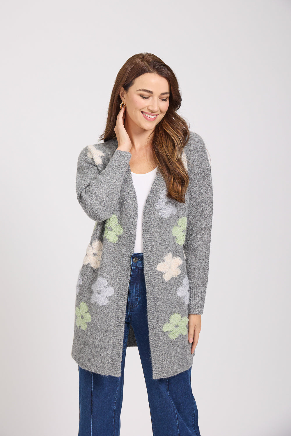 Large Flower Knit Cardigan