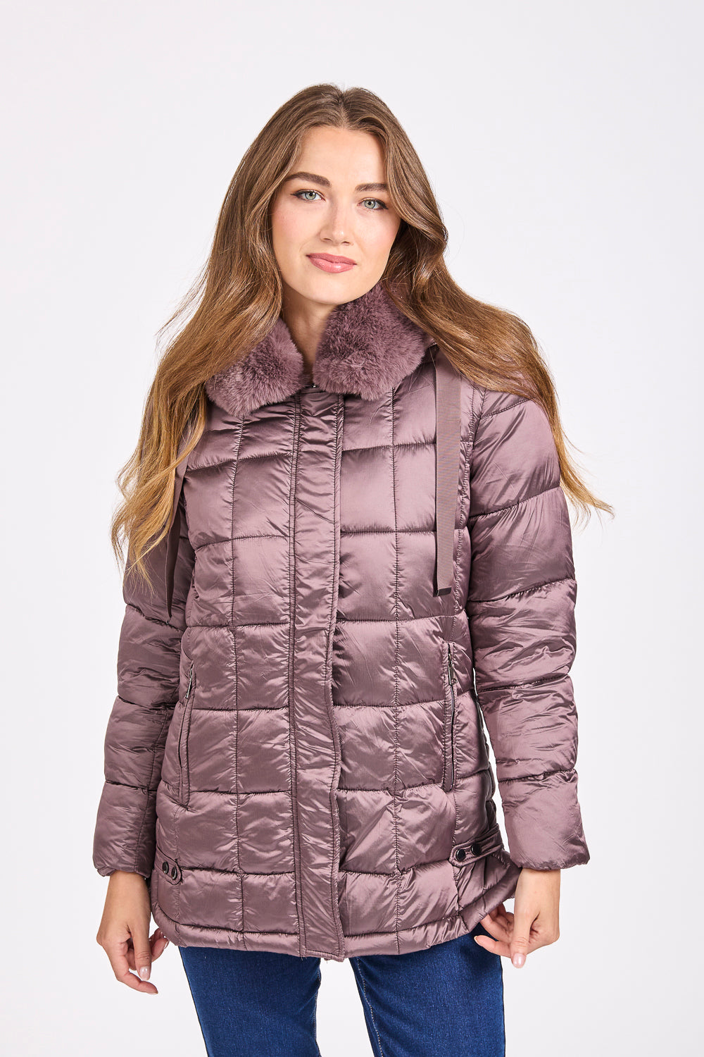 Quilted Jacket With Detachable Fur Hood