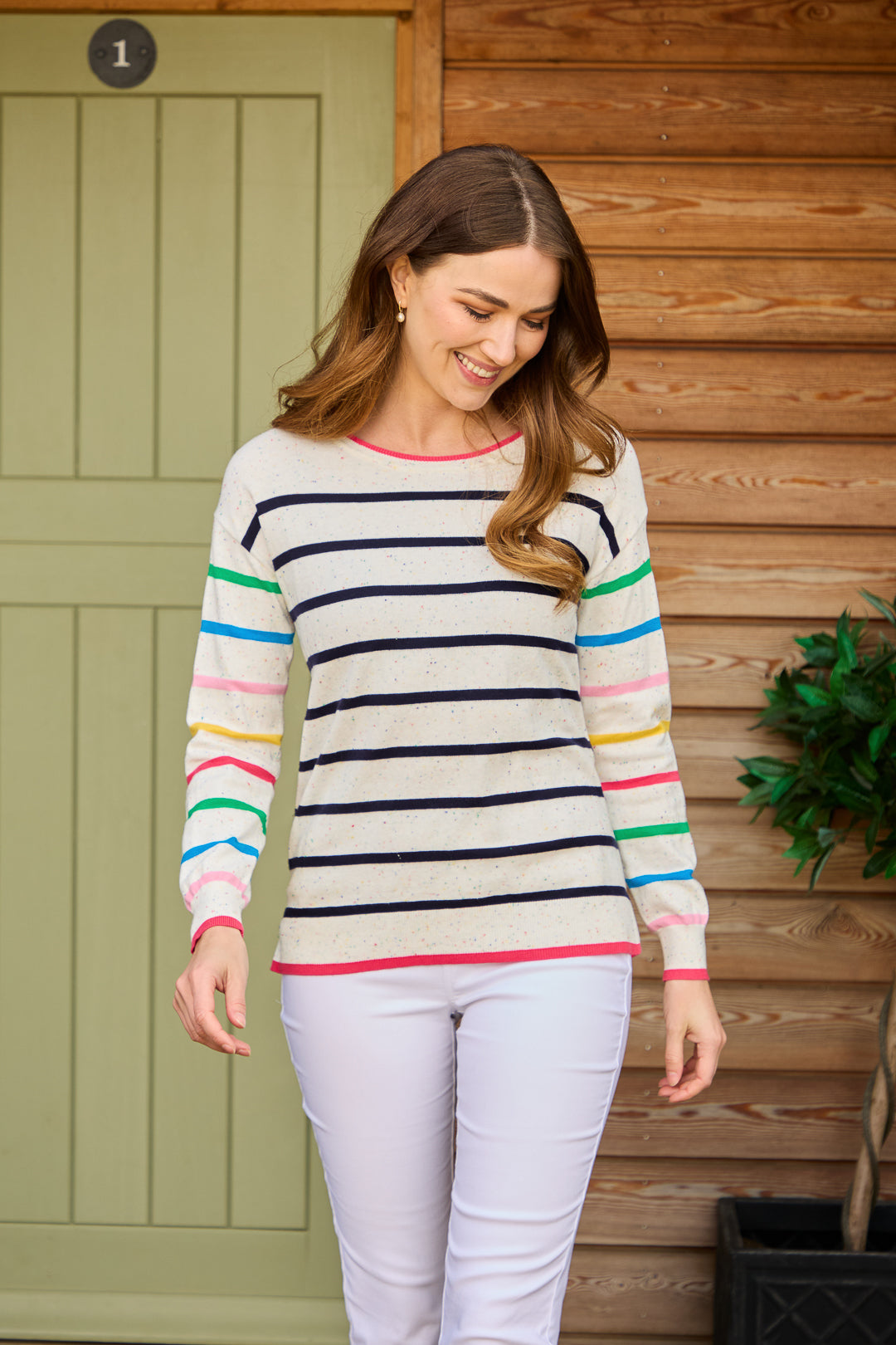 Striped Speckled Knit Jumper