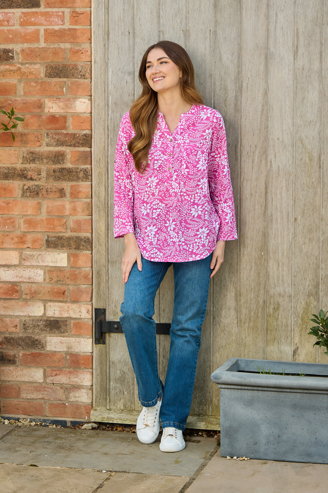 Leaf Print Cotton Shirt