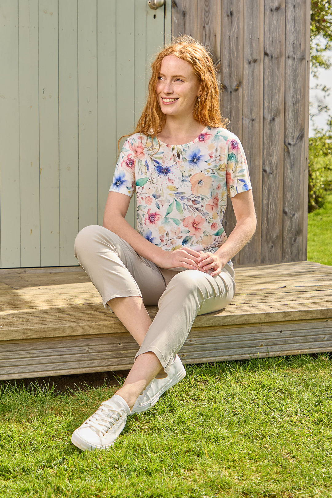 Floral Print Water-Colour Effect Top
