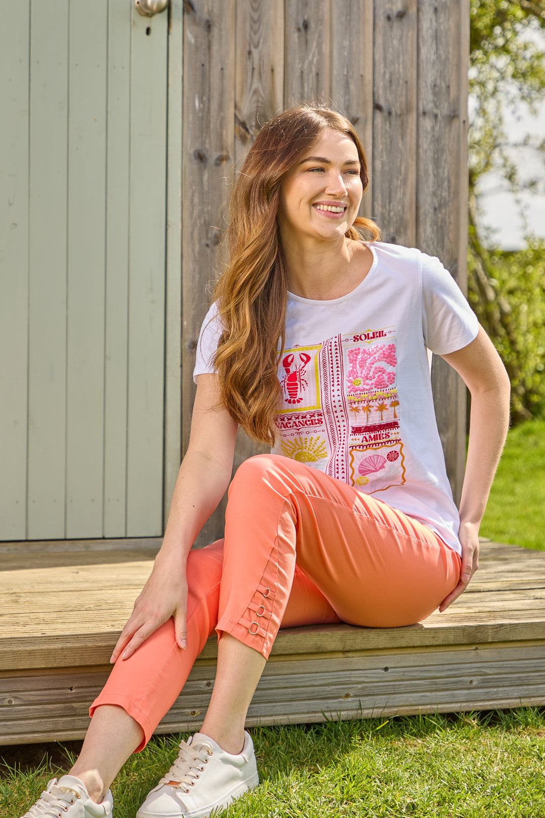 Holiday Mode Embellished Embroidered Cotton T-Shirt